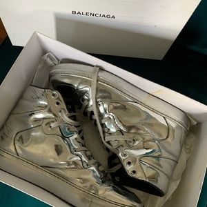 Silver Balenciaga High-Top Sneaker.